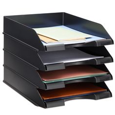 a stack of folders sitting on top of each other