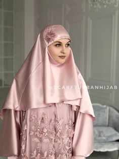 Blush Pink Silk Satin Maxi Dress With Long Sleeves Muslim - Etsy Desi Wardrobe, Wedding Dresses Hijab, Nikkah Wedding, Elegant Hijab, Outfit Muslim, Bride Hijab, Maxi Dress With Long Sleeves, Hijab Wedding Dresses, Disney Wedding Dresses