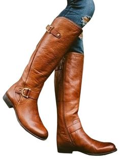 Fashion New women boots cheap martin boots from Mileg Boots With Low Heel, Slim Calf Boots, Real Leather Boots, Knee High Boots Flat, Womens Low Heels, Popular Boots, Cheap Boots, Low Heel Boots, High Top Boots