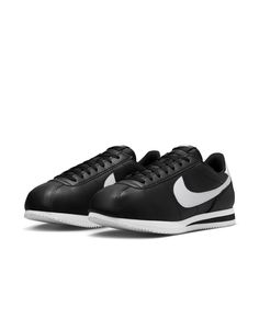 Nike Cortez leather sneakers in black and white | ASOS Nike Sporty Sneakers With Contrast Sole, Nike Sneakers With White Contrast Sole, Black High-top Sneakers With Contrast Sole For Jogging, Nike Leather Sneakers With Rubber Sole, Nike Leather Sporty Sneakers, Nike Leather Sneakers Sporty Style, Nike Sneakers With Contrast Sole For Running, Nike Sneakers With Contrast Sole For Jogging, Nike High-top Running Sneakers With Rubber Sole