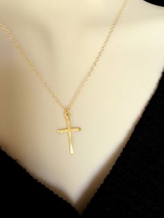 "Handmade with love! Delicate Cross necklace is great gift ideas for Mom, for your wife, for birthday, for Baptism, Christmas, Mother's day, gift for her, for mom, grandma, best friend, sister, daughter, bridesmaid gift.... MATERIALS: - Silver Plated chain and components. - Sterling silver Cross size 11.6mm x 20.6mm. - The model is wearing a 18\" inches necklace from end to end. - Gold Plated chain and components. - Gold Plated Cross. HOW TO ORDER: ** Please click on the drop down menu select ne Simple Cross Jewelry For Gifts, Valentine's Day Cross Pendant Jewelry Gift, Valentine's Day Gift Cross Pendant Jewelry, Cross Jewelry For Birthday And Mother's Day, Simple Gold Cross Necklace As A Gift, Cross Necklace For Mother's Day Gift, Mother's Day Gift Cross Necklace, Cross Charm Necklaces For Mother's Day Gift, Mother's Day Gift Charm Necklaces With Cross Shape