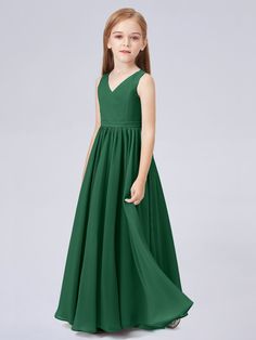 Description: V Neck Sleeveless Chiffon Junior Bridesmaid Dress Details: Silhouette: A-line Fabric: Chiffon Neckline: V Neck Sleeve Length: Sleeveless Embellishment: Pleated Floor-length chiffon dress. With padding and boning. Available in full-size range (J4-J16) and in custom size Ask a question Bridesmaid Dresses Green, Girl Green Dress, Turquoise Bridesmaid Dresses, Dress Georgette, Girls Bridesmaid Dresses, Full Maxi Skirt, Junior Bridesmaid Dress, Wedding Girl, Green Girl