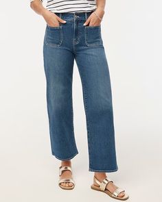 Factory: Wide-leg Patch-pocket Full-length Jean For Women Paper Bag Jeans, Fall Suit, Maternity Tees, Professional Attire, Classic Jeans, Maternity Shops, Summer Party Dress, Swim Fashion, Madewell Jeans