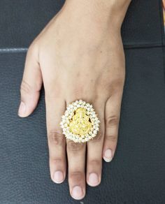 Lakshmi Wedding Ring,Beautiful Handmade Goddess Lakshmi Ring. Golden Ring. Pearls Ring. Size Adjustable. Metal - Brass. Made in India. Anklets Indian, Handmade Anklets, Star Goddess, Bali Earrings, Chandbali Earrings, Goddess Lakshmi, Golden Earrings, Golden Ring, Indian Earrings