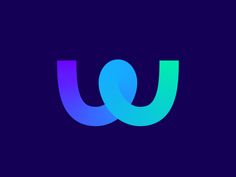 the letter u is made up of blue and purple colors on a dark background,