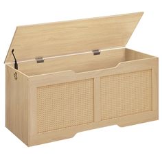 a large wooden box with two compartments