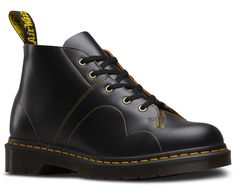 The 5-eye Church Monkey Vintage Smooth Boot is from our Archive Collection. Created by looking into Dr. Martens archive for design inspiration, this style has been replicated to look as it was when first manufactured. The specification on leather, color and method of manufacture is precise. More traditional biscuit-backed leather has been used, color-matched to archive samples that came out of the factory in the earlier days of Dr. Martens. Laces are flat and cotton, exact copies of the original Classic Lace-up Desert Boots With Vibram Sole, Classic High-top Lace-up Boots, Streetwear Lace-up Ankle Boots With Rubber Sole, Low-top Leather Boots With Laces, Streetwear Ankle Lace-up Boots With Rubber Sole, Retro Lace-up Leather Boots, Ankle Lace-up Boots With Rubber Sole For Streetwear, Leather Low-top Boots With Laces, Streetwear Ankle Lace-up Boots With Leather Sole