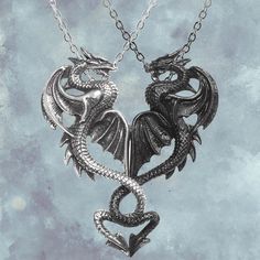 Emo Jewelry, Stuck Together, Dragon Heart, Geometric Pendant Necklace, Paired Jewelry, Cosplay Jewelry, Dragon Jewelry, Magical Jewelry, Jewelry Accessories Ideas