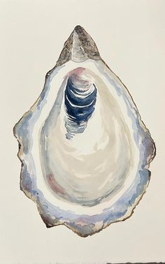 a painting of an oyster shell on a white background