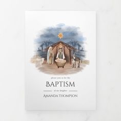 a christmas card with the birth of jesus