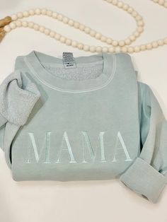 Mom Crewneck Sweatshirt, Mama Embroidered Sweatshirt, Dad Baby Shower Gift, Baby Got Back, Embroidery Sweatshirt, Baby Shower Presents, Mommy Baby, Embroidered Crewneck, Fun Sweatshirts