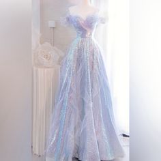 Beautiful Fairy-Esque Long Prom Dress! Perfect For Any Prom, Ball, Black-Tie Event, Etc. Fast Us Shipping! Cinderella 2021 Dress, Iredesant Prom Dresses, 2 Piece Fairy Dress, Prom Dresses 2023 Pastel, Pretty Dresses Blue, Purple Princess Prom Dress, Modern Day Princess Dresses, Prom Dresses Under 100 Dollars, Fairy Prom Dress Elegant