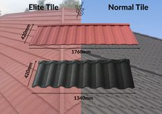 two different types of roof tiles are shown with the measurements for each type of tile