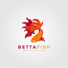 the logo for bettafish is an orange fish with red hair and long tail