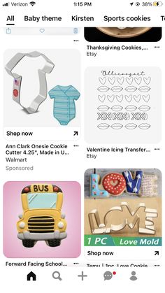 the app is showing different items for children's clothing and crafts, including t - shirts