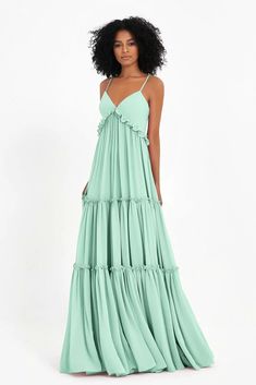 V-neck Empire Waist Maxi Boho Chiffon Dress – DUNTERY Flowy Tiered Skirt Ruffle Dress For Party, Flowy Ruffle Dress With Tiered Skirt For Party, Elegant V-neck Tiered Dress With Ruffles, Flowy Tiered Ruffle Dress For Party, Ruffled Strap Maxi Dress For Wedding, Flowy Maxi Dress With Spaghetti Straps For Garden Party, Tiered Ruffle Maxi Dress For Bridesmaids, Flowy Maxi Dress With Ruffled Skirt And Straps, Flowy Spaghetti Strap Dress For Prom