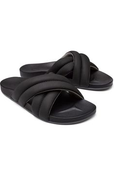 OluKai Hila Water Resistant Slide Sandal (Women) | Nordstrom Beach Slides With Ortholite Insole And Open Toe, Comfortable Foam Slip-on Sandals, Sporty Open Toe Sandals For Beach, Synthetic Slides With Arch Support And Round Toe, Sporty Textured Footbed Open Toe Flip Flops, Sporty Open Toe Flip Flops With Textured Footbed, Cushioned Open Toe Foam Slides, Slip-on Sport Sandals With Arch Support, Cushioned Foam Open Toe Slides