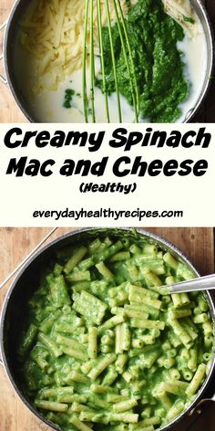 creamy spinach mac and cheese is an easy, healthy meal that's ready in less than 30 minutes