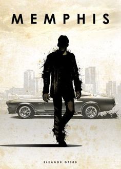 a movie poster for memphis featuring a man walking in front of a car