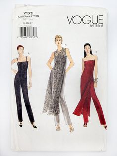 two women's jumps and one woman's dress sewing pattern, from the front