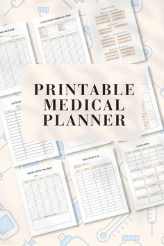 the printable medical planner is displayed on a table