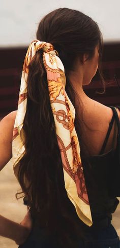 ponytail hair scarf, hair scarf ideas , hair scarf with ponytails #hairscarf Hair Scarf Photoshoot, Silk Hair Scarf Curly Hair, Scarf Plait Hair, Head Scarf Ponytail, Silk Scarf Ponytail, Tie Hair With Scarf, Square Scarf Hairstyles, Scarf Ponytail Hairstyles, Scarf On Hair