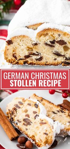 german christmas stollen recipe on a white plate