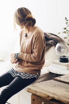 stripes Minimalist Moda, Mode Retro, Mode Casual, Looks Street Style, Fashion Blogger Style, 가을 패션, 여자 패션