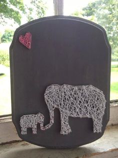 Mommy and Baby Elephant Custom String Art on Wooden Plaque, nursery decor, kids room, elephant theme Baby Crafts To Make, Baby Decor Diy, Baby Crochet Patterns Free, Elephant Theme, String Art Patterns, Mommy And Baby, Boy Blankets, Baby Boy Blankets