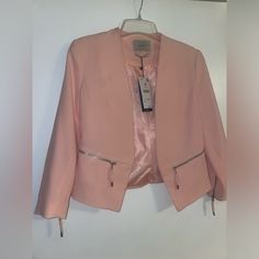 Bershka Women’s Blazer Jacket New With Tags. Chic Pink Cropped Jacket For Workwear, Chic Formal Blazer With Zipper Closure, Elegant Long Sleeve Blazer With Zipper Closure, Elegant Winter Blazer With Zipper Closure, Elegant Office Blazer With Zipper Closure, Elegant Tailored Outerwear With Zipper Closure, Tailored Cropped Jacket For Spring Parties, Pink Cropped Jacket For Spring Workwear, Spring Pink Cropped Jacket For Work