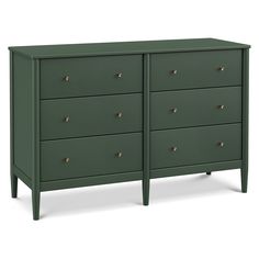 DaVinci Frem 6-Drawer Dresser in -- Color_Forest Green Green Bedroom Dresser, Olive Green Dresser, Green Nursery Boy, Modern Nursery Furniture, Extra Wide Dresser, Toddler Organization, Green Dresser, Midcentury Design, Feeding Pillow