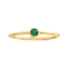 Ross-Simons - .10 Carat Emerald Ring in 14kt Yellow Gold. Size 6. RS Pure. Create the perfect stackable look with delicate, modern jewelry. This dainty emerald ring will be your new favorite accessory. It features a .10 carat emerald on a simple 14kt yellow gold band. 1/8" wide. Emerald ring. Emerald birthstones are the perfect gift for May birthdays. Classic 14k Gold Emerald Ring For Everyday, Classic Everyday 14k Gold Emerald Ring, Adjustable 14k Gold Emerald Ring, Minimalist 14k Gold Emerald-cut Birthstone Ring, 14k Gold Green Emerald Ring, Fine Jewelry, Emerald Birthstone, May Birthday, Emerald Ring, Modern Jewelry