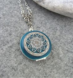 Teal Locket Antique Style Silver Locket. Gift for Women. - Etsy Victorian Style Jewelry, Teal Necklace, Large Locket, Enamel Locket, Picture Locket, Silver Locket, Photo Locket, Gifts For My Wife, Silver Lockets