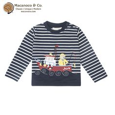 Color: Navy Stripe, Size: 6-12 Months Long Sleeve Cotton T-shirt For Playwear, Playful Striped Tops For Playwear, Playful Striped Long Sleeve Top, Striped Long Sleeve Playful Top, Striped Cotton Top For Playwear, Casual Long Sleeve T-shirt For Playtime, Long Sleeve T-shirt For Summer Playtime, Cotton T-shirt For Playwear In Fall, Nautical Cotton Tops For Fall