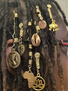 10 pk loc/braid jewelry can be made to fit up to 10mm size loc or braid. Made of Brass Twist With Charms, Braided Hair Jewelry, Braids With Jewellery, Earthy Hair Accessories, Hair Accessories For Locs, Accessories For Locs, Locs With Jewelry, Braids With Charms, Locs With Charms