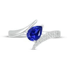 This one-of-a-kind ring displays a luxe pear-shaped blue lab-created sapphire set at a tilt amidst bypassing waves of sterling silver. Round white lab-created sapphires sparkle on one side of the band, which is completed by a rhodium finish. White Lab, Bypass Ring, Kay Jewelers, Ring Displays, Silver Prices, Sapphire Stone, Ring Sterling Silver, White Ring, Stone Settings