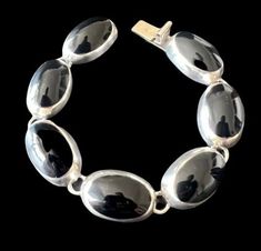 Taxco Mexico Sterling Silver Onyx Modernist Minimalist Statement Bracelet   | eBay