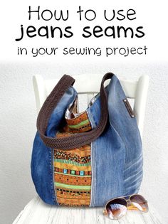 Denim Bags From Jeans, Jeans Purse, Tas Denim, Slouchy Purse, Recycled Denim Bags, Recycled Jeans Bag, Denim Bag Patterns, Denim Bag Diy, Bag Jeans