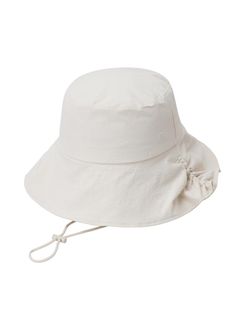 This is a casual and comfortable bucket hat made out of high quality cotton, rayon, and polyurethane blend fabric. With design detail of hanger symbol embroidery on the front and inner mesh fabric for comfortable wear, it gives a casual and trendy mood to your look.- Shirring detail on the brim side- String and stopper on the side- Mesh lining detail- Hanger symbol embroidery on the front Trendy Cotton Sun Hat With Flat Brim, Trendy Brimmed Cotton Sun Hat, Casual Cotton Wide Brim Sun Hat, Casual Lightweight Cotton Bucket Hat, Casual Wide-brim Cotton Sun Hat, Adjustable Short Brim Cotton Sun Hat, Adjustable Cotton Sun Hat With Short Brim, Cotton Sun Hat For Everyday Use, Solid Cotton Sun Hat For Everyday