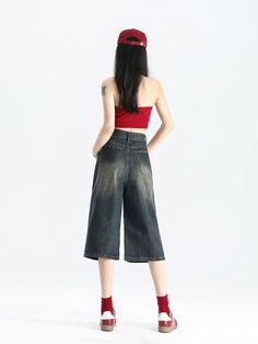 Experience effortless style with our Faded Wide-Leg Denim Bermuda Capri Culotte Shorts, where comfort meets chic in every stitch.
Crafted from a soft denim fabric with a relaxed, wide-leg fit, these shorts boast a high-waist silhouette that elongates your figure while offering a snug, flattering fit. Their retro blue hue and faded wash lend a timeless, edgy vibe, perfect for those who appreciate fashion with a nostalgic touch. Practical and stylish, the shorts feature a subtle texture and a flex Summer Wide Leg Jeans With Pockets, Knee-length Jeans With Pockets For Summer, Summer Denim Blue Washed Flare Jeans, Trendy Washed High Waist Cropped Jeans, Casual Relaxed Fit Cropped Culottes, Summer Wide Leg Cropped Cotton Jeans, Summer Cropped Dark Wash Jeans, Summer Wide Leg Casual Jeans, Knee-length Jeans For Spring