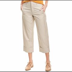 **Nwt** A Classic Closet Staple, These Khaki Colored Pants By Vince Will Add Some Clean-Cut Style To Any Wardrobe! Wide Leg. Cuffed Ankle. Cropped Length. 5-Pocket Construction. Double Hook & Bar Clasp. Zip Fly. 100% Cotton. Please See Photos For Approx. Measurements. **Nwt- Been Hanging In My Closet Since I Bought Them! No Stains Or Holes. Smoke-Free Home. Spring Casual Chinos For Work, Casual Spring Workwear Chinos, Spring Casual Workwear Chinos, Beige Cropped Wide Leg Pants For Work, Summer Straight Pants With Button Cuffs, Casual Ankle-length Pants With Button Cuffs, Relaxed Fit Workwear Pants With Rolled Hem, Relaxed Fit Rolled Hem Pants For Workwear, Relaxed Fit Pants With Rolled Hem For Workwear