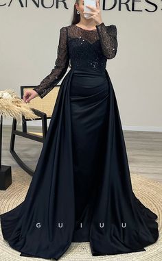 G3528 - Sexy & Hot Sheath Illusion Bateau Sweetheart Long Sleeves Sequ – GUIUU Formal Dress For Wedding, Dress With Overlay, Church Anniversary, Classic Prom Dress, Gowns Dresses Elegant, Satin Homecoming Dress, Long Formal Dress, Dress For Wedding, Fancy Dresses Long