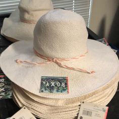 New With Tags. White Coastal Straw Hat For Vacation, White Coastal Style Straw Hat For Vacation, White Coastal Style Hat For Vacation, Casual Holiday Hat With Curved Brim, Casual Curved Brim Hats For Holiday, White Coastal Beach Hat, Casual Curved Brim Holiday Hat, Casual Curved Brim Hat For Holidays, White Straw Hat For Summer Beach