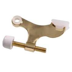 an image of a brass plated clamp with white knobs