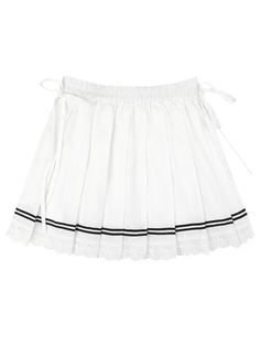 This delightful skirt features charming embroidered flowers on the fabric, adding a whimsical touch. The waist is adorned with decorative ties, enhancing its cute appeal. An elastic band at the back of the waist ensures easy wear and removal. The hemline is accentuated with delicate lace and a playful frill, elevating the girly aesthetic. Garment Size SizeSMLXLFull Length35363738Waist62667074 Spring Cotton Tennis Skirt, Casual Summer Skirt With Embroidered Hem, Cotton Mini Skort With Gathered Skirt, Cotton Spring Skort With Gathered Skirt, Spring Cotton Skort With Gathered Skirt, Flowy Cotton Tennis Skirt For Spring, Cotton Flared Mini Skirt With Elastic Waistband, Cotton Pleated Flowy Skort, Spring Cotton Pleated Skirt With Elastic Waistband