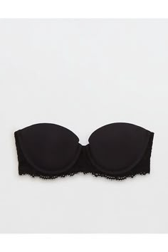 Cute, shiny microfiber with Eyelash lace deets/You've got options! Wear this bra with both straps, criss cross 'em, just one or strapless! Black Lase Bra, Elegant Lace Bandeau Bra, Fitted Strapless Bra With Padded Cups, Padded Fitted Strapless Bra, Strapless Padded Fitted Bra, Fitted Strapless Bra With Lace Trim, Elegant Stretch Bandeau Bra, Elegant Padded Bandeau Bra, Elegant Strapless Bra With Padded Cups