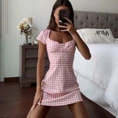 Women's Short Sleeve Buttoned Slim Plaid Dress sold by Womens Style on Storenvy Womens Style, Plaid Dress, Fashion Poses, Minimalist Outfit, Bodycon Mini Dress, Pretty Dresses, Women's Style, All Over The World, Small Businesses