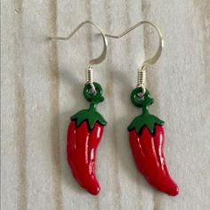 Red Hot Chili Peppers Earrings Nwot Charm Dimensions 3/4” X 1/4” Hand Made Red Novelty Drop Earrings, Novelty Red Earrings For Gift, Casual Red Nickel-free Earrings, Handmade Red Casual Earrings, Handmade Casual Red Earrings, Novelty Red Pierced Earrings, Casual Red Metal Jewelry, Sticker Earrings, Star Wars Earrings