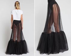 Sheer Tulle skirt/Sheer One Layer Black Maxi Skirt See Through Women Long Tulle Skirt with Unique Ruched Edge/Sheer Floor Length Maxi Skirt Sheer full length tulle party or beach skirt very stretchy waist. Over 60 color options Customizable to match your height XS----BUST:- 32, WAIST:-24, HIP:-34 S----BUST:- 34, WAIST:-26, HIP:-36 M----BUST:- 36, WAIST:-28, HIP:-38 L----BUST:- 38, WAIST:-30, HIP:-40 XL----BUST:- 40, WAIST:-32, HIP:-42 XXL----BUST:- 42, WAIST:-34, HIP:-44 Customized Your Size Wit Black Long Ruffled Skirt Petticoat, Black Long Ruffled Petticoat, Fitted High Waist Tulle Skirt, Sheer Flowy Skirt Bottoms, High Waist Fitted Tulle Skirt, Black Sheer Mini Skirt, Black Flowy Petticoat For Spring, Spring Black Flowy Petticoat, Spring Black Petticoat