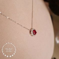 Ruby Necklace Halo 1 Carat 6 Mm Round Cut Genuine Lab Grown | Etsy Red Round Jewelry For Valentine's Day, Red Cubic Zirconia Birthstone Jewelry, Fine Jewelry Red Ruby Necklace, Dazzling Ruby Necklace For Gift, Red Lab-created Ruby Necklace As Gift, Red Lab-created Ruby Necklace For Gift, Red Lab-created Ruby Necklace Gift, Gift Red Lab-created Ruby Necklace, Ruby Necklace With Brilliant Cut